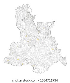 Satellite View Of The London Boroughs, Map And Streets Of Lewisham Borough. England