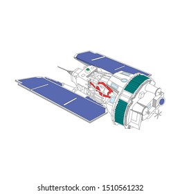   satellite white background. galaxy Space transmitter