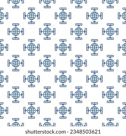Satellites and Earth Planet vector concept linear seamless pattern
