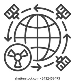 Satellites and Nuclear Weapons in Space vector concept outline icon or symbol
