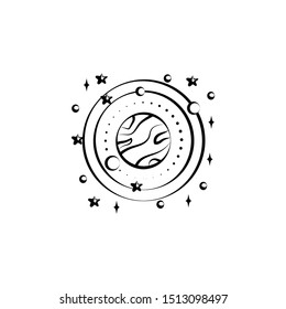 Satellites of the planet icon. Element of space hand drawn icon