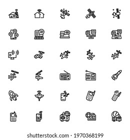 satellites and technology icon or logo isolated sign symbol vector illustration - Collection of high quality black style vector icons
