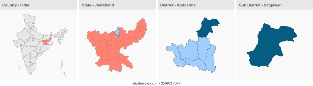 Satgawan map-10, Kodarma District, Jharkhand state, Republic of India, Government of Jharkhand, Indian territory, Eastern India, politics, village, tourism