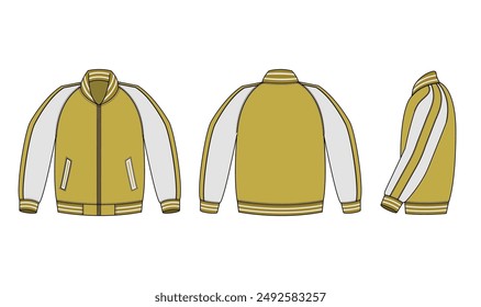 Chaqueta de béisbol de satén (chaqueta de la universidad de satén) ilustración de Plantilla de Vector