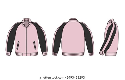 Satin baseball jacket ( satin college jacket ) vector template illustration