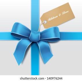 Satin blue ribbon with card