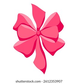 Satin bow illustration. Ribbon with knot for gift card and design.