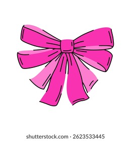 Satin bow illustration. Ribbon with knot for gift card and design.