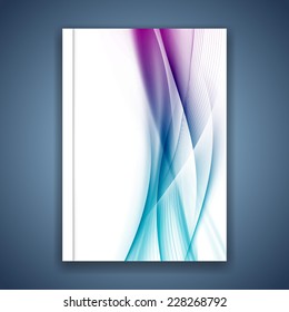 Satin bright blue smooth soft lines folder cover. Vector illustration