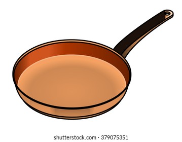 A satin copper frying pan.