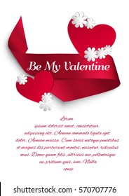 Satin curly ribbon. Valentine Day. Be My Valentine.