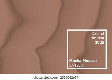 Satin fabric close-up, 2025 concept color Mocha Mousse. Vector illustration