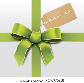 Satin green ribbon with card