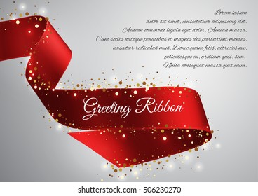 Satin greeting ribbon.
