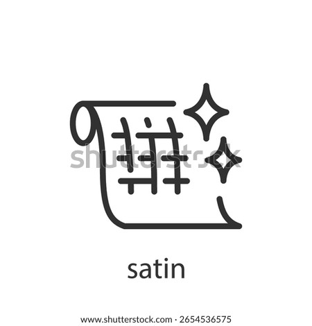 Satin, linear icon. Glossy textile fabric. Line with editable stroke.