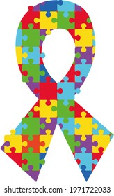 A satin newsletter with a vivid puzzle pattern to symbolize support for people with autism and Asperger s syndrome. Psychological therapy and autistic volunteers logo