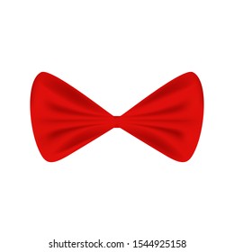 Satin red bow tie isolated on white background. Vector illustration for your design.