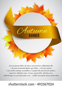 Satin ribbon autumn banner