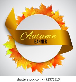 Satin ribbon autumn banner