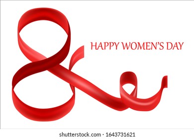 Satin ribbon March 8. Congratulation