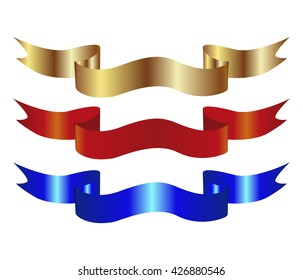 Satin ribbon set isolated on white background. Vector illustration.