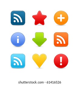 Satin smooth web 2.0 internet button set.  Colored icons with shadow on white background