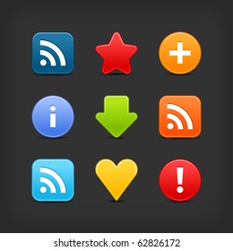 Satin smooth web 2.0 internet button set. Colored icons with shadow on gray background