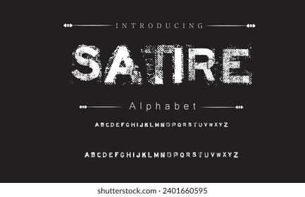 Satire Modern Fett Font. Sans Serif Font. Regular Italic Uppercase Kleinschreibung Große Typografie Alphabet Schriftarten für Mode, Sport, Technologie, Digital, Film, Logo-Design, Vektorgrafik