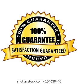 Satisfaction 100% guarantee. Golden vector label.