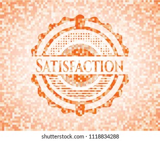 Satisfaction abstract orange mosaic emblem with background