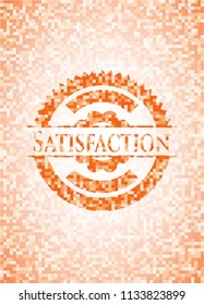 Satisfaction abstract orange mosaic emblem