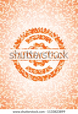 Satisfaction abstract orange mosaic emblem
