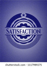 Satisfaction badge with denim texture
