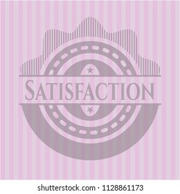 Satisfaction badge with pink background