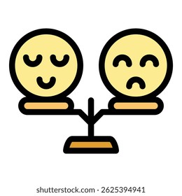 Vector de contorno de icono de balance de satisfacción. Emoji de Comentarios. Cliente de color de sentimiento plano