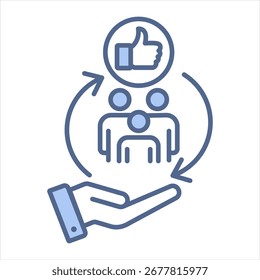 Ilustración vectorial de icono azul de satisfacción