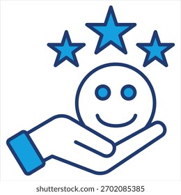 Ilustración vectorial de icono azul de satisfacción