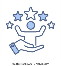 Ilustración vectorial de icono azul de satisfacción