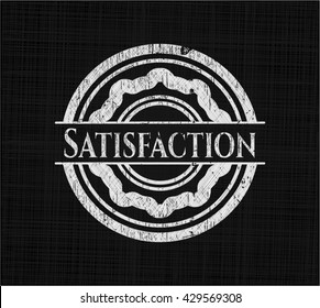 Emblema de tiza de satisfacción, estilo retro, tiza o textura de pizarra