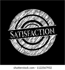 Satisfaction chalk emblem written on a blackboard
