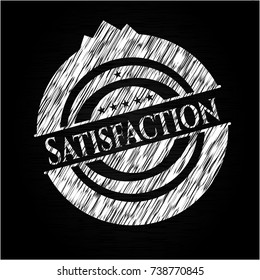 Satisfaction chalkboard emblem on black board