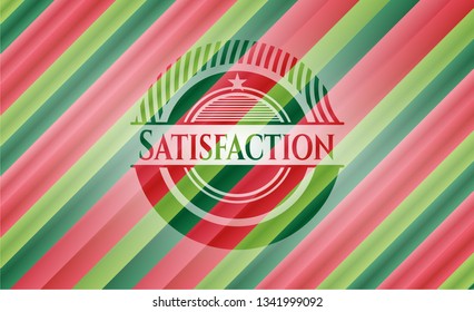 Satisfaction christmas colors style badge.
