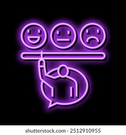 Signo de luz de neón de la opinión del Cliente de la satisfacción. Signo de la opinión del Cliente de la satisfacción. Vector aislado