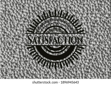 Satisfaction dark badge with grey bubbles background. Vector Illustration. Detailed. 