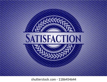 Satisfaction emblem with denim texture