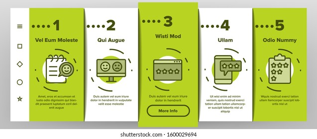 Satisfaction Feedback Onboarding Mobile App Page Screen Vector. Happy And Unhappy Smiles On Computer Screen, Web Site Stars Review Satisfaction Illustrations