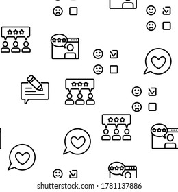 Satisfaction Feedback Vector Seamless Pattern Thin Line Illustration