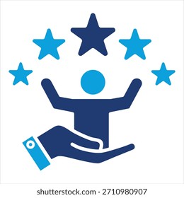 Estilo de icono azul plano de satisfacción