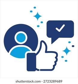 Estilo de icono azul plano de satisfacción