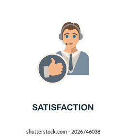 Icono plano de satisfacción. Firma coloreada de la colección de servicio al cliente. Icono de satisfacción creativa para diseño web, infografía y más